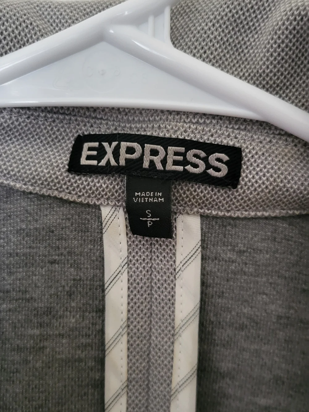 Express Light Gray Single-Button Blazer with Notch Lapel
